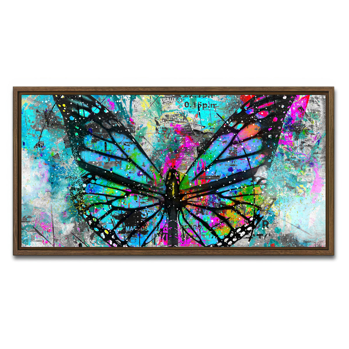 AUTO-MOCKUP WHITE | Butterfly Paint | 1 Piece | Walnut Framed Canvas | group=2x1
