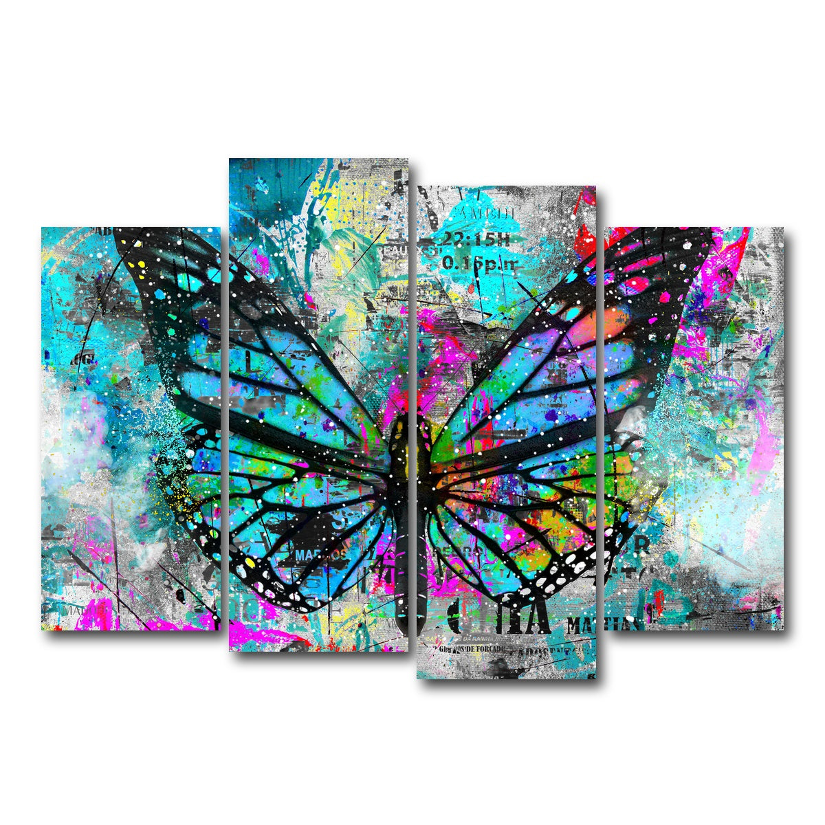 AUTO-MOCKUP WHITE | Butterfly Paint | 4 Piece | Gallery Wrap Canvas | group=4_normal
