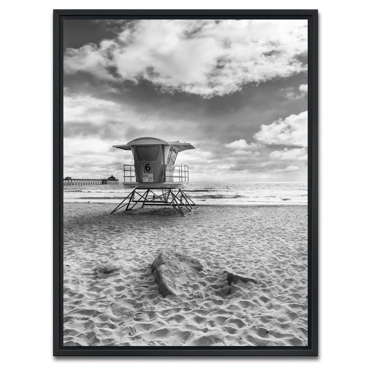 AUTO-MOCKUP WHITE | CALIFORNIA Monochrome Imperial Beach | 1 Piece | Black Framed Canvas | group=3x4