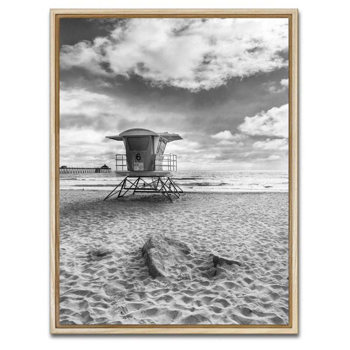 AUTO-MOCKUP WHITE | CALIFORNIA Monochrome Imperial Beach | 1 Piece | Natural Framed Canvas | group=3x4