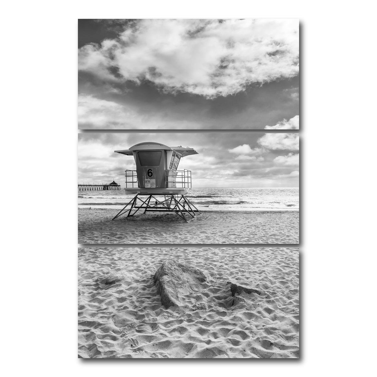 AUTO-MOCKUP WHITE | CALIFORNIA Monochrome Imperial Beach | 3 Piece | Gallery Wrap Canvas | group=12x24_stacked