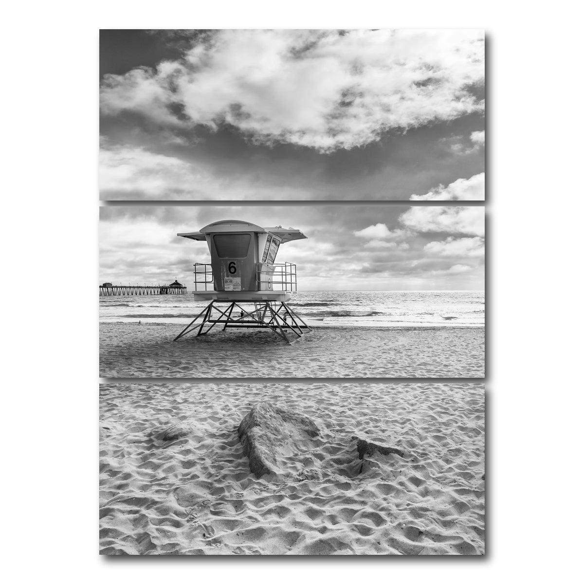 AUTO-MOCKUP WHITE | CALIFORNIA Monochrome Imperial Beach | 3 Piece | Gallery Wrap Canvas | group=8x18_stacked