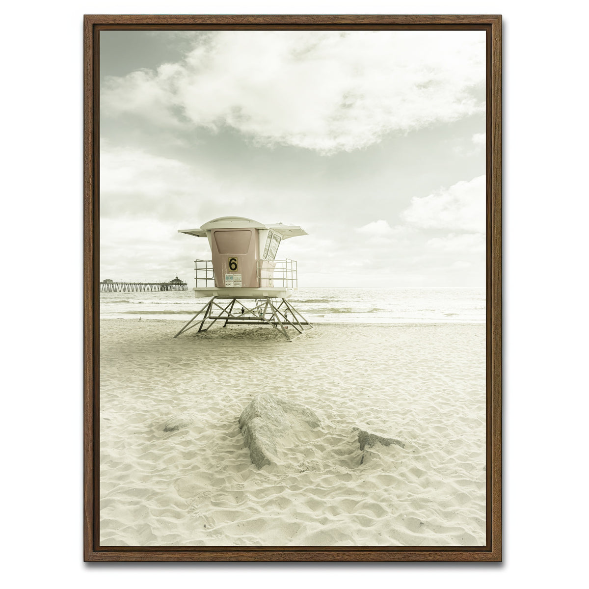 AUTO-MOCKUP WHITE | CALIFORNIA Vintage Imperial Beach | 1 Piece | Walnut Framed Canvas | group=3x4