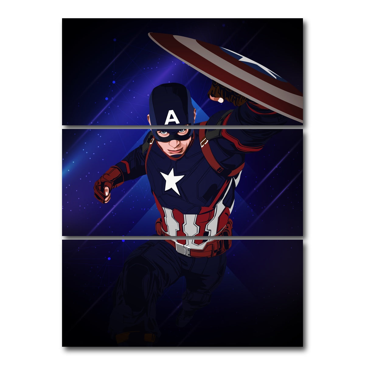 AUTO-MOCKUP WHITE | CAPTAIN AMERICA | 3 Piece | Gallery Wrap Canvas | group=8x18_stacked