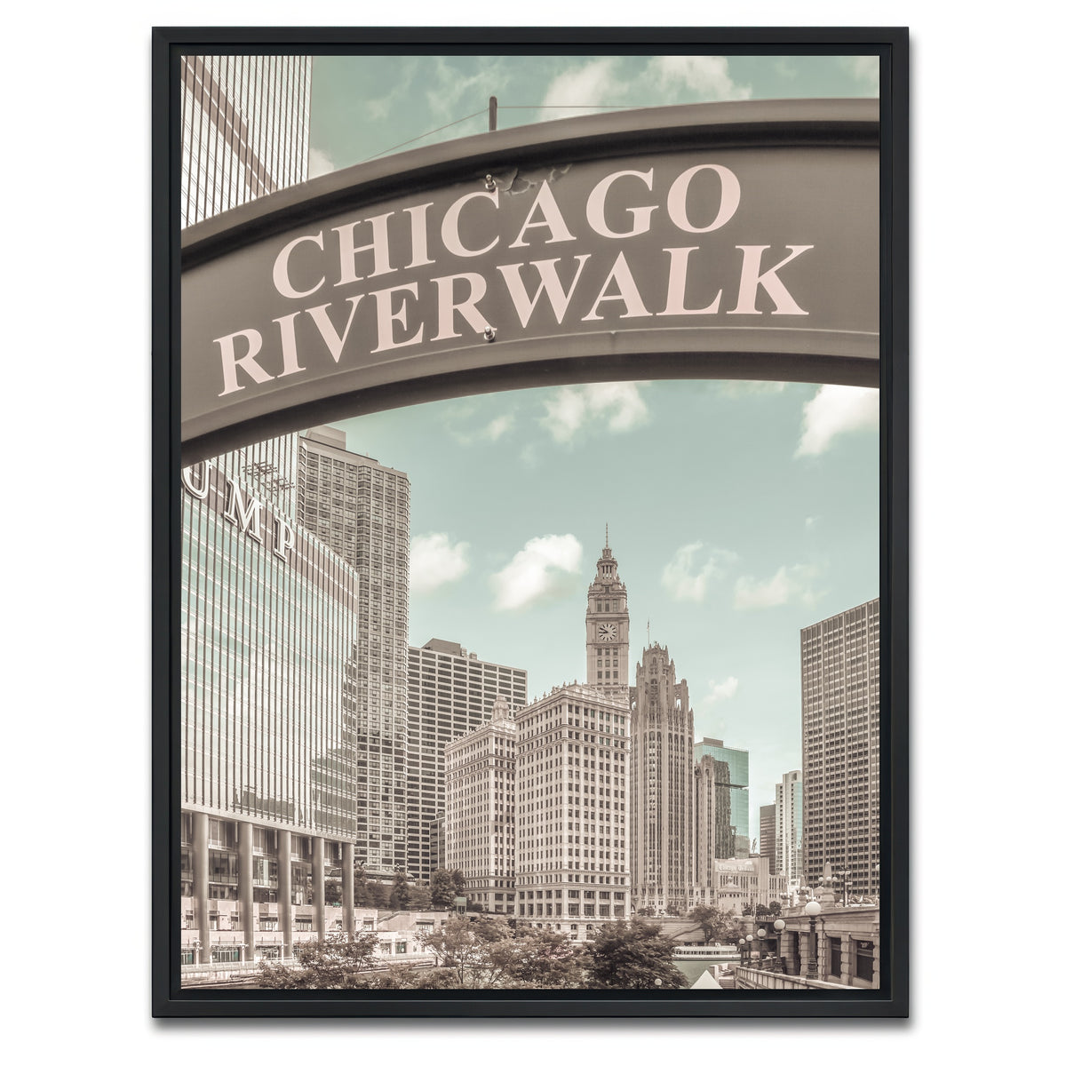 AUTO-MOCKUP WHITE | CHICAGO Riverwalk | 1 Piece | Black Framed Canvas | group=3x4
