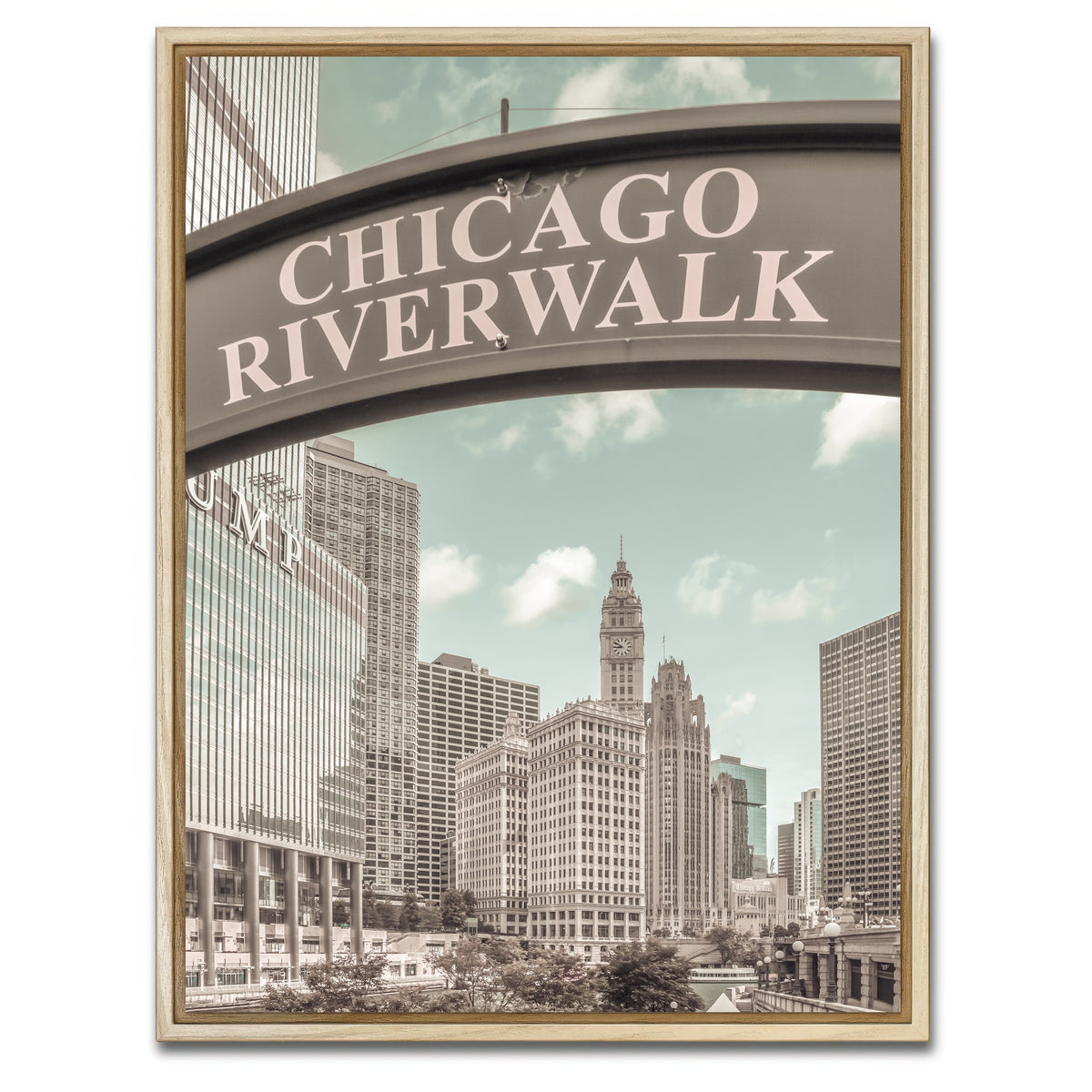 AUTO-MOCKUP WHITE | CHICAGO Riverwalk | 1 Piece | Natural Framed Canvas | group=3x4