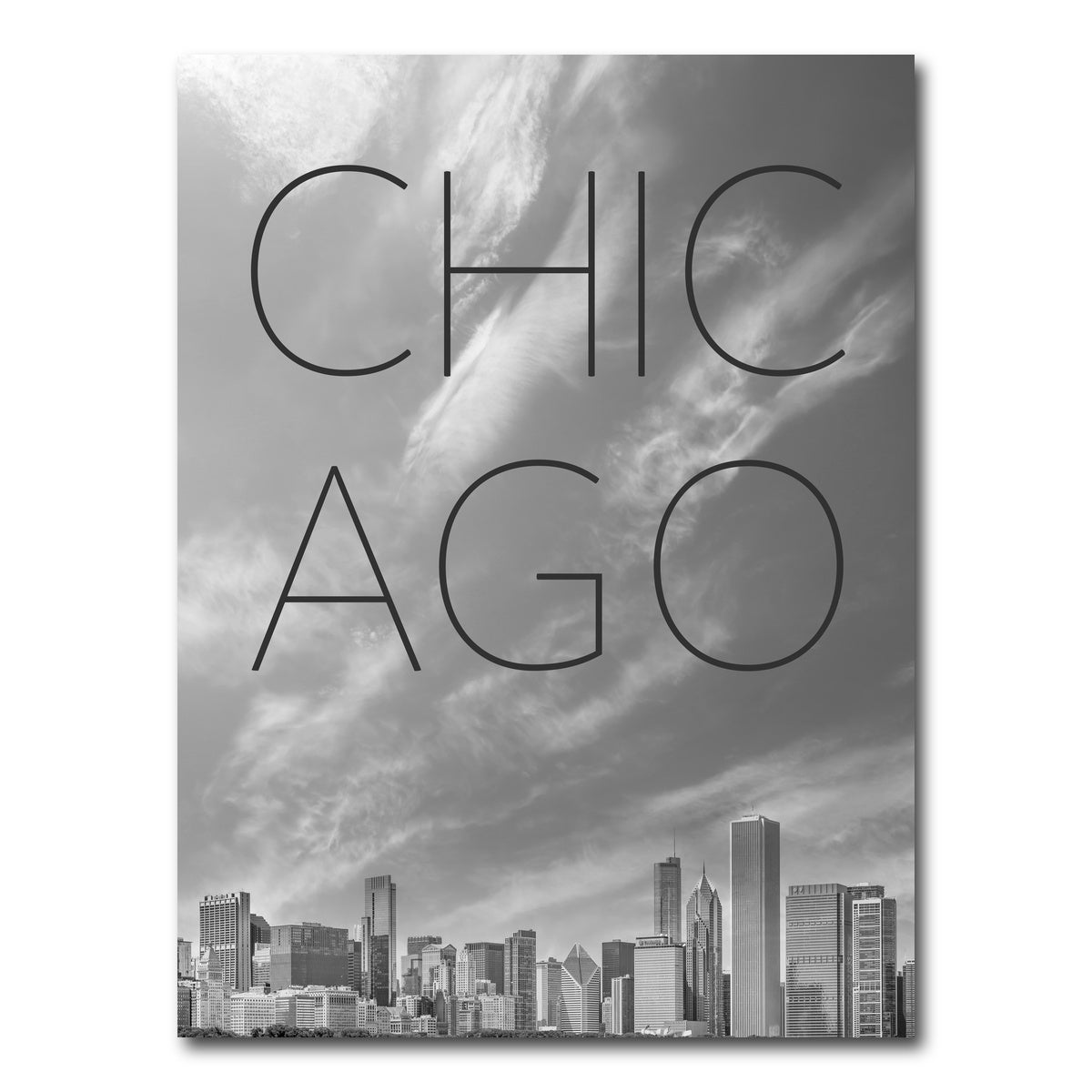 AUTO-MOCKUP WHITE | CHICAGO Skyline Text | 1 Piece | Gallery Wrap Canvas | group=3x4