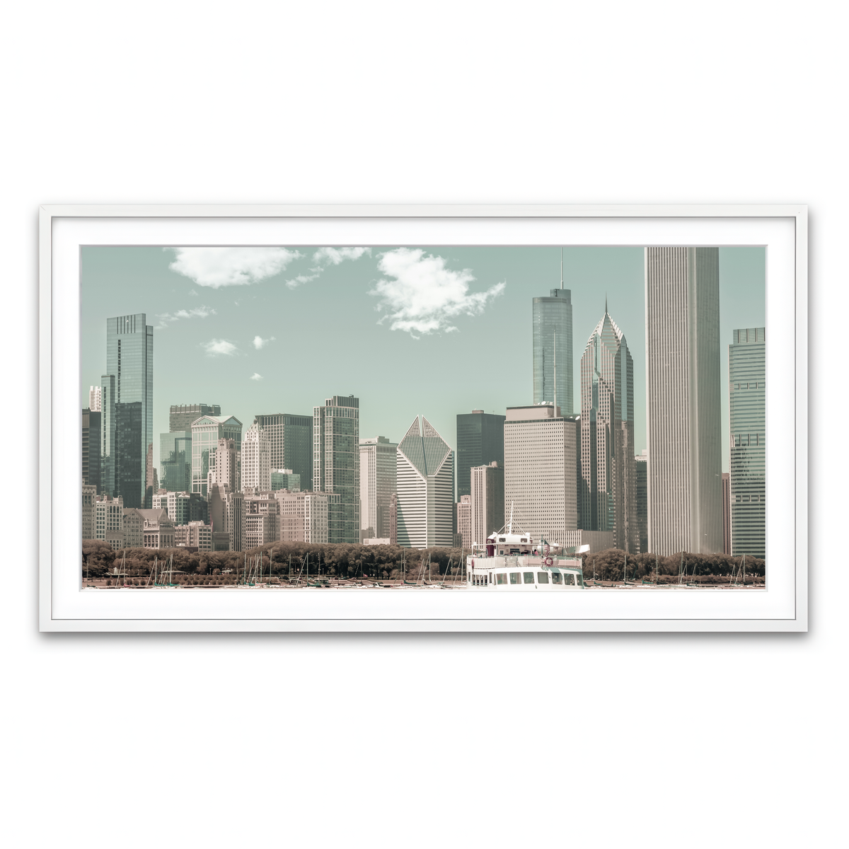 Framed Print 2x1 White