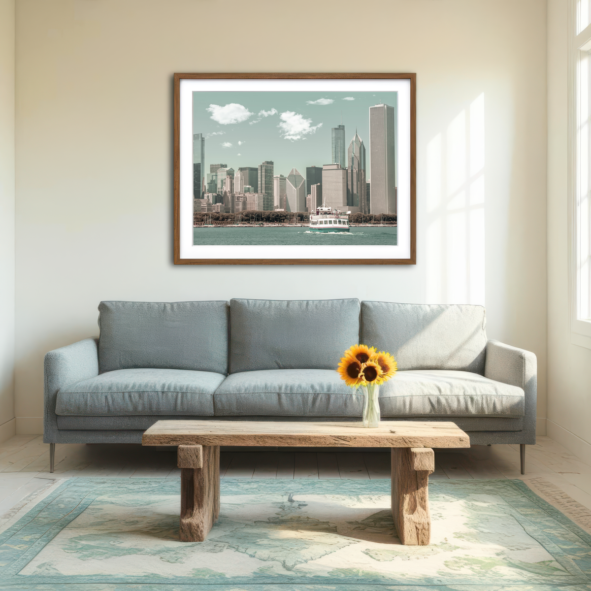 AUTO-MOCKUP ROOM | Chicago Skyline Urban Vintage Style Wall Art