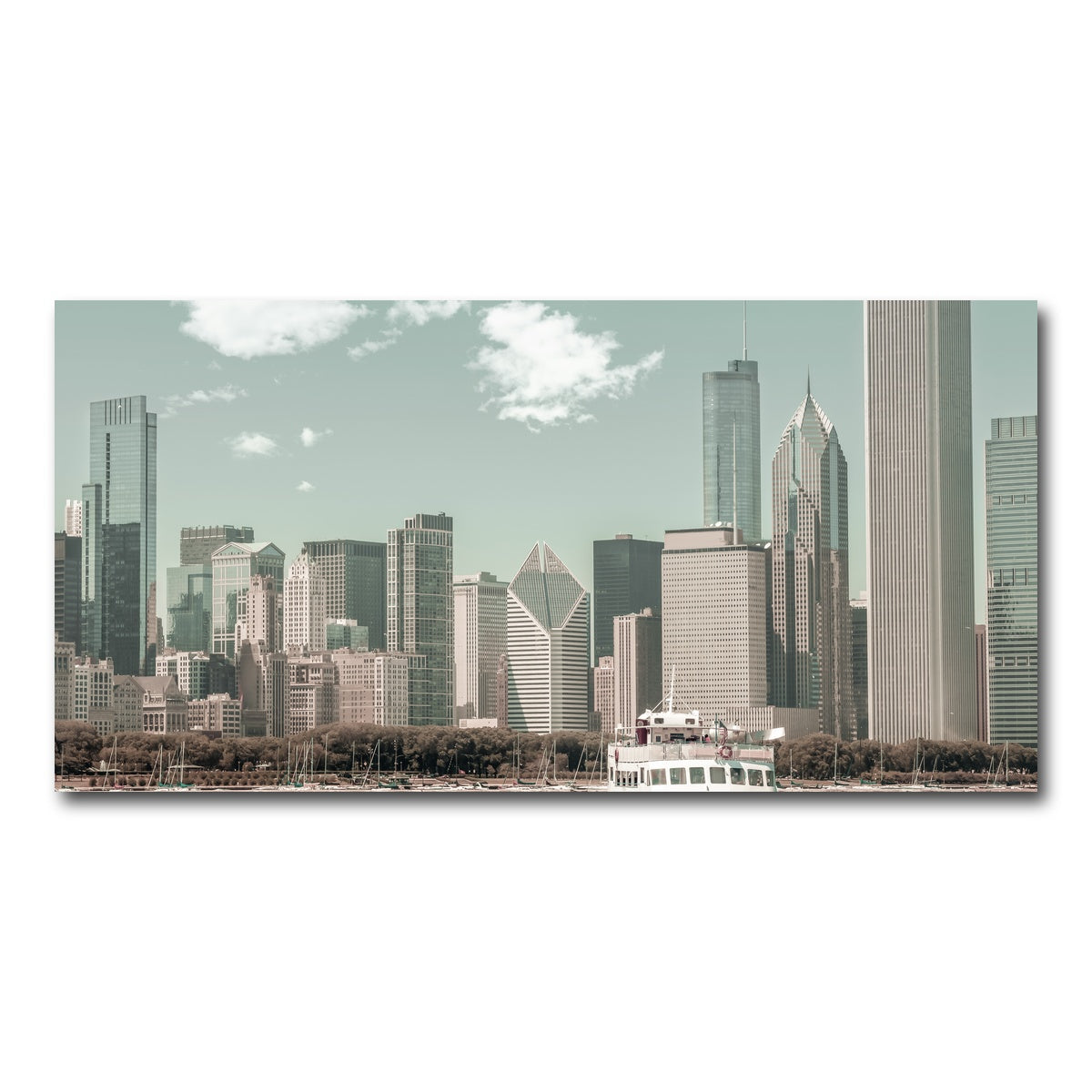 AUTO-MOCKUP WHITE | CHICAGO Skyline urban vintage style | 1 Piece | Gallery Wrap Canvas | group=2x1