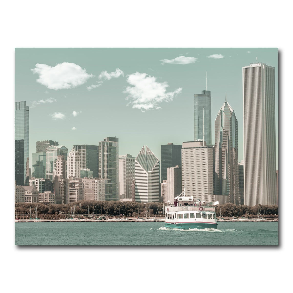 AUTO-MOCKUP WHITE | CHICAGO Skyline urban vintage style | 1 Piece | Gallery Wrap Canvas | group=4x3