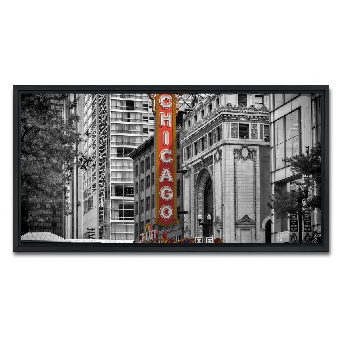 AUTO-MOCKUP WHITE | CHICAGO State Street | 1 Piece | Black Framed Canvas | group=2x1