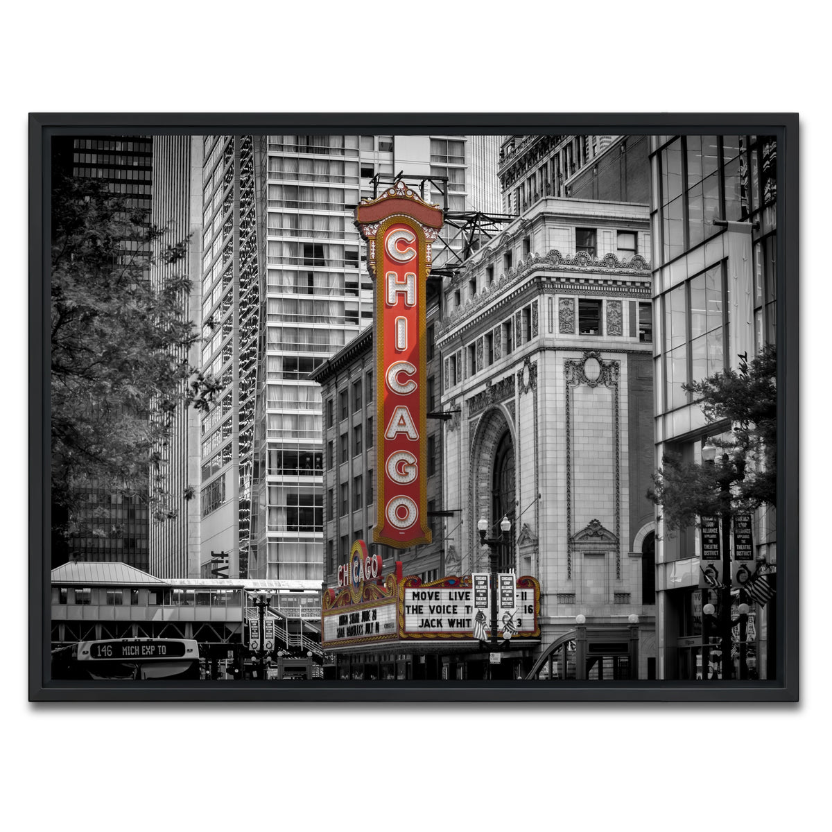AUTO-MOCKUP WHITE | CHICAGO State Street | 1 Piece | Black Framed Canvas | group=4x3