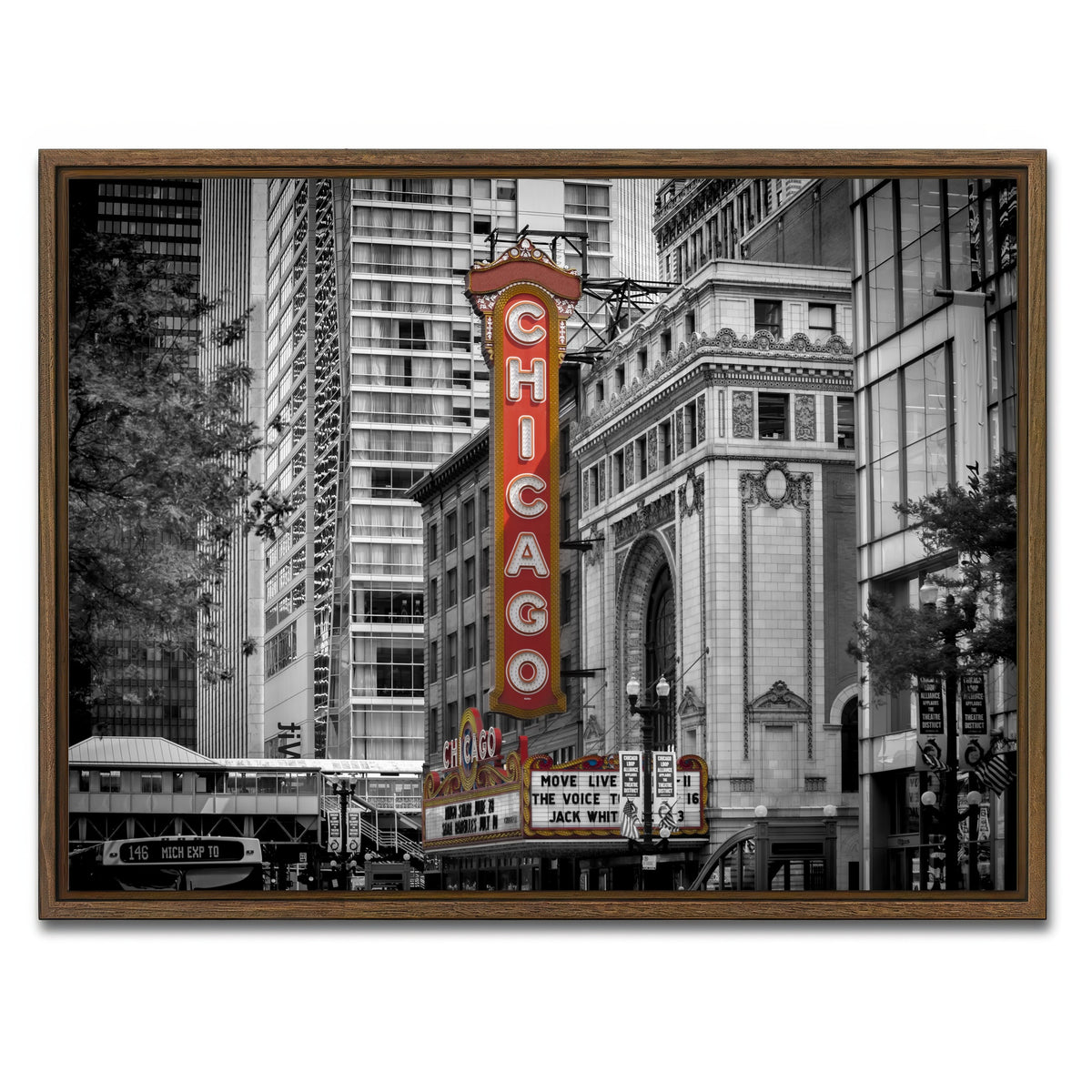 AUTO-MOCKUP WHITE | CHICAGO State Street | 1 Piece | Walnut Framed Canvas | group=4x3