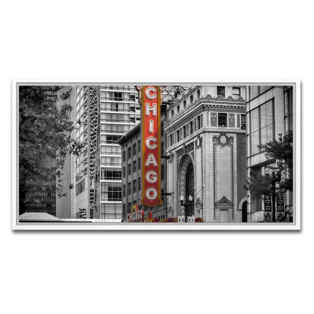 AUTO-MOCKUP WHITE | CHICAGO State Street | 1 Piece | White Framed Canvas | group=2x1