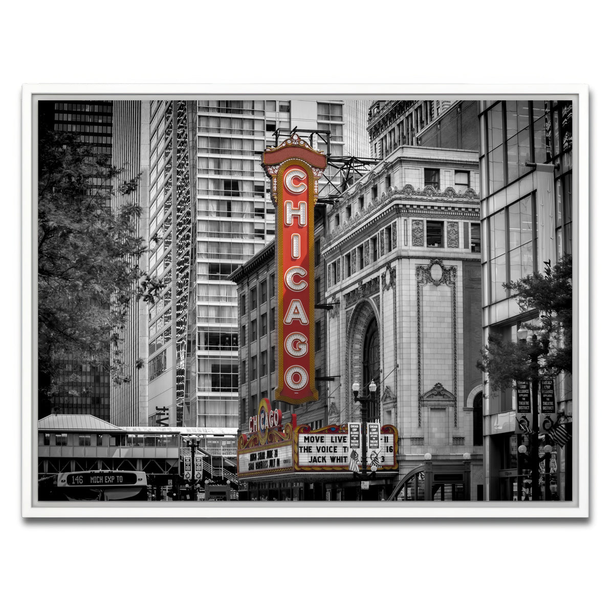 AUTO-MOCKUP WHITE | CHICAGO State Street | 1 Piece | White Framed Canvas | group=4x3