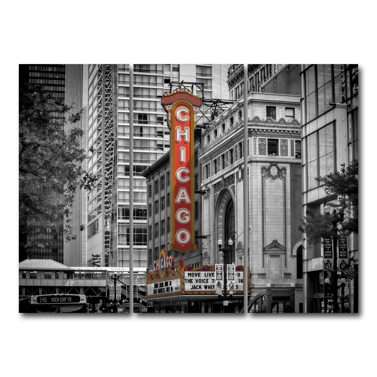 AUTO-MOCKUP WHITE | CHICAGO State Street | 3 Piece | Gallery Wrap Canvas | group=8x18