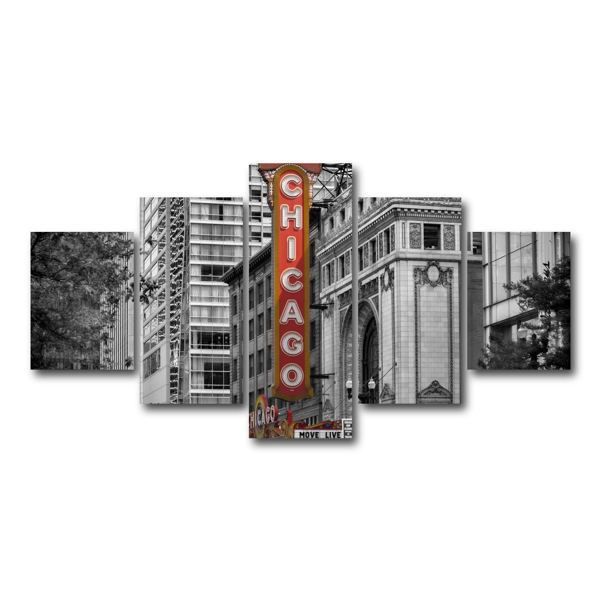 AUTO-MOCKUP WHITE | CHICAGO State Street | 5 Piece | Gallery Wrap Canvas | group=5_short