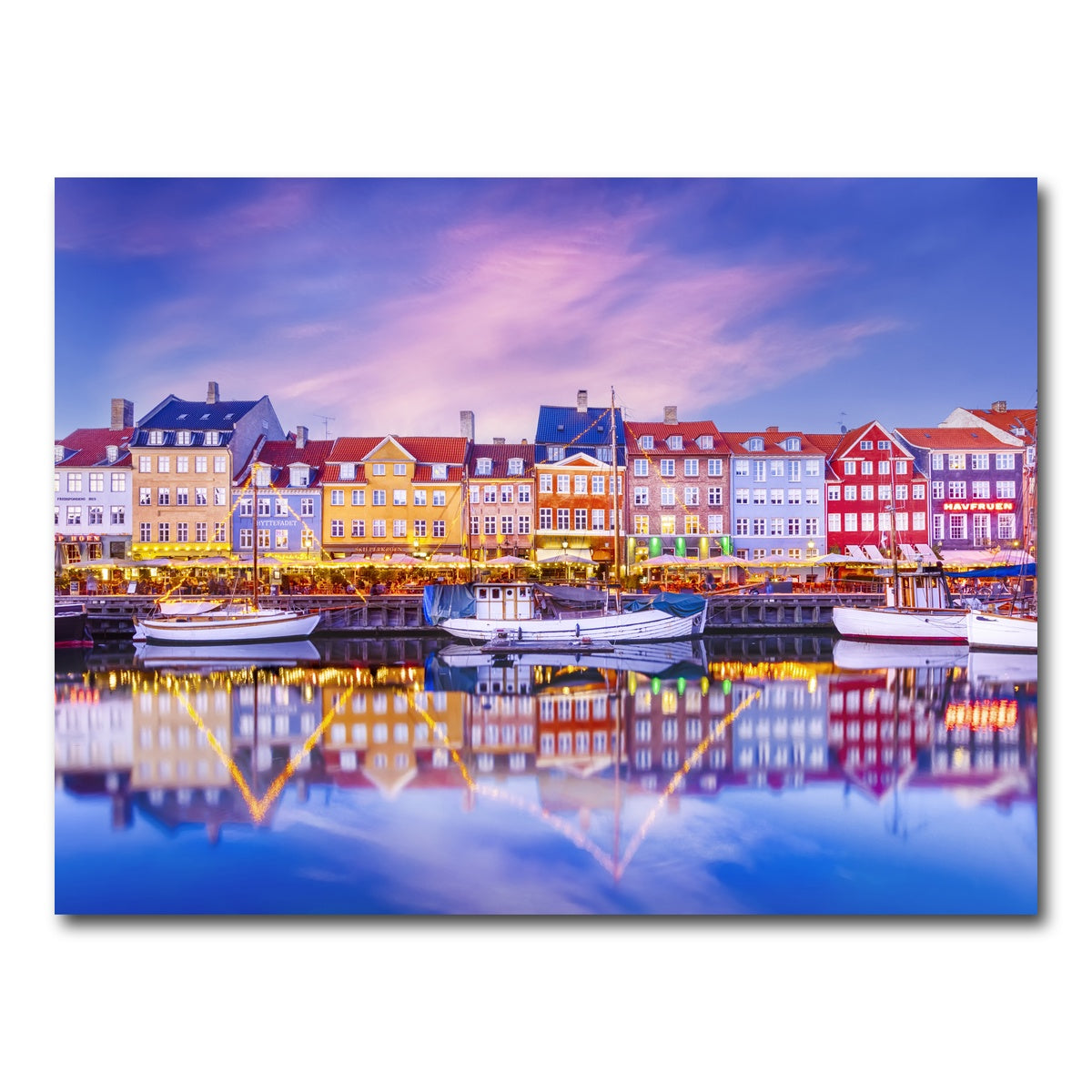 AUTO-MOCKUP WHITE | COPENHAGEN Nyhavn Idyllic Evening Impression | 1 Piece | Gallery Wrap Canvas | group=4x3