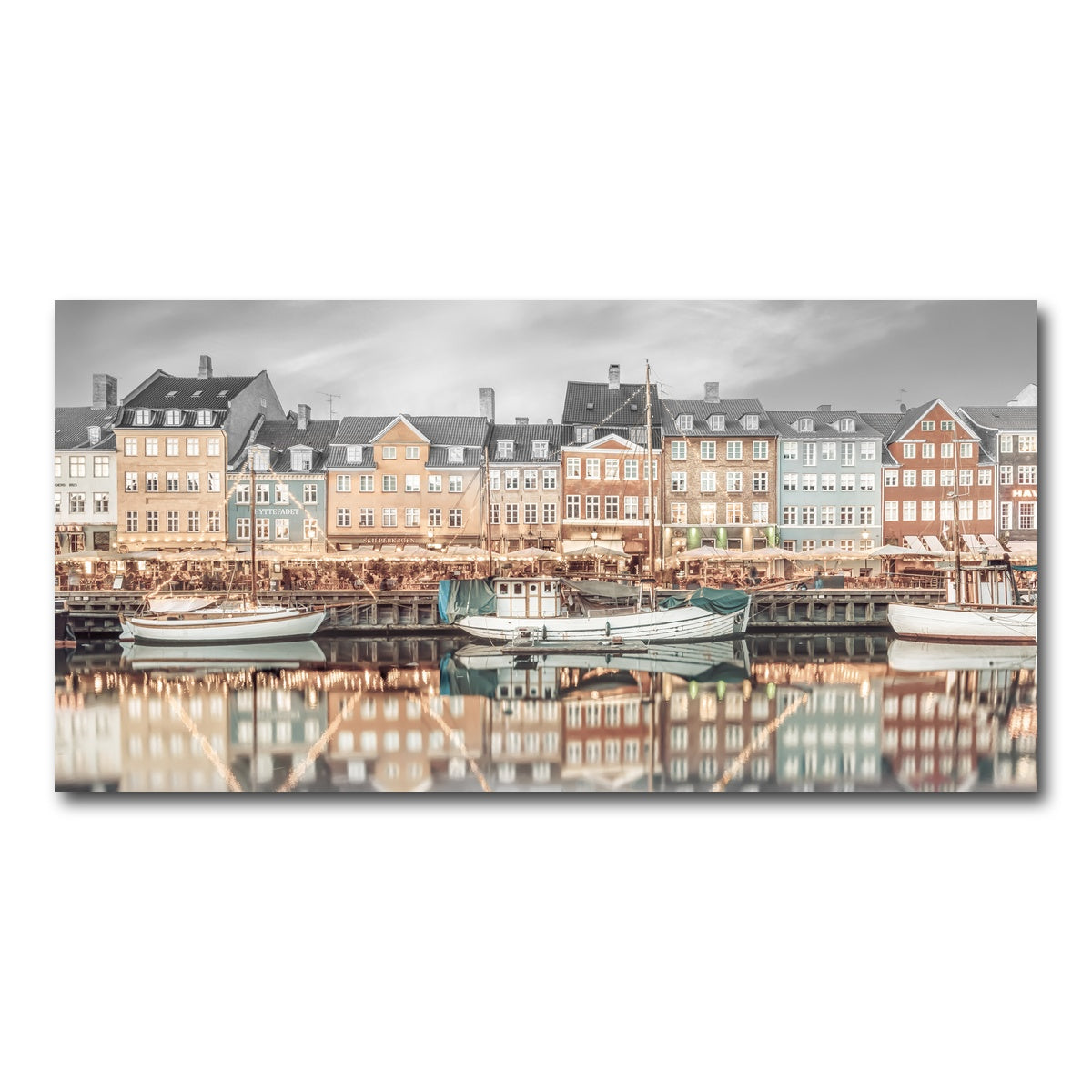 AUTO-MOCKUP WHITE | COPENHAGEN VINTAGE Nyhavn Idyllic Evening Impression | 1 Piece | Gallery Wrap Canvas | group=2x1