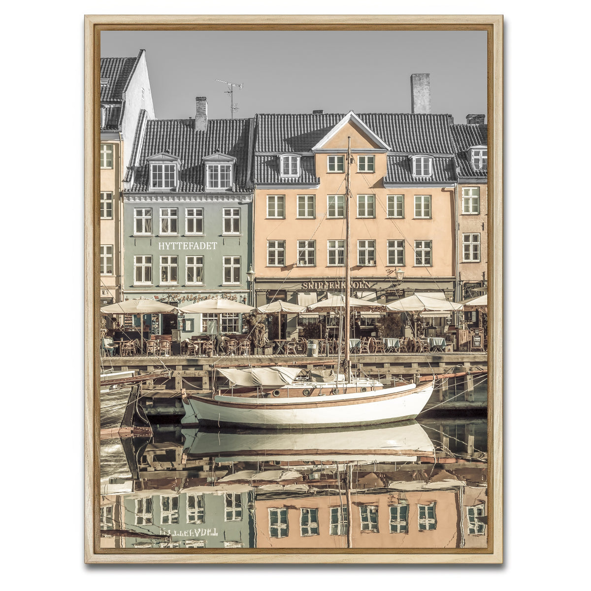 AUTO-MOCKUP WHITE | COPENHAGEN VINTAGE Quiet Nyhavn | 1 Piece | Natural Framed Canvas | group=3x4
