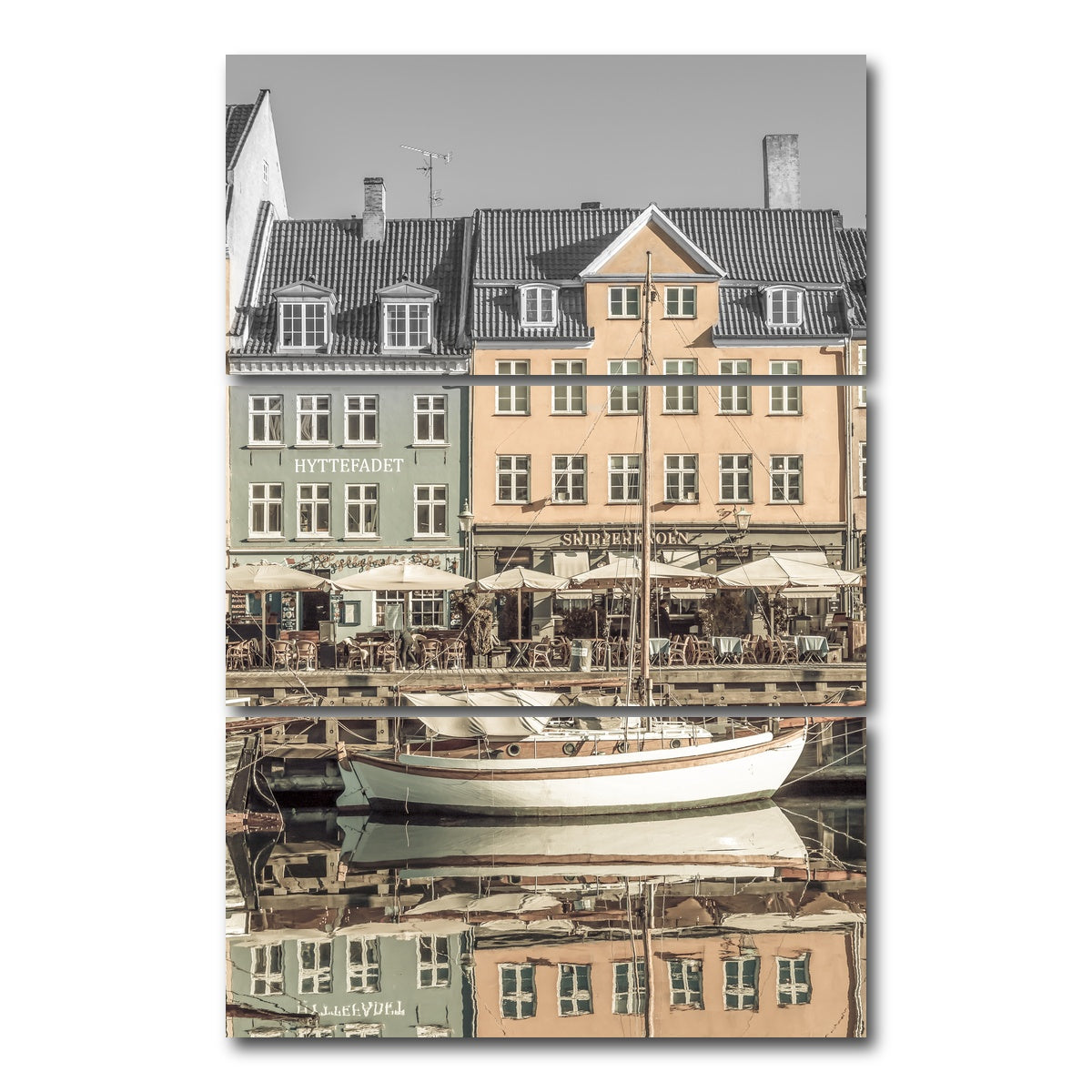 AUTO-MOCKUP WHITE | COPENHAGEN VINTAGE Quiet Nyhavn | 3 Piece | Gallery Wrap Canvas | group=12x24_stacked