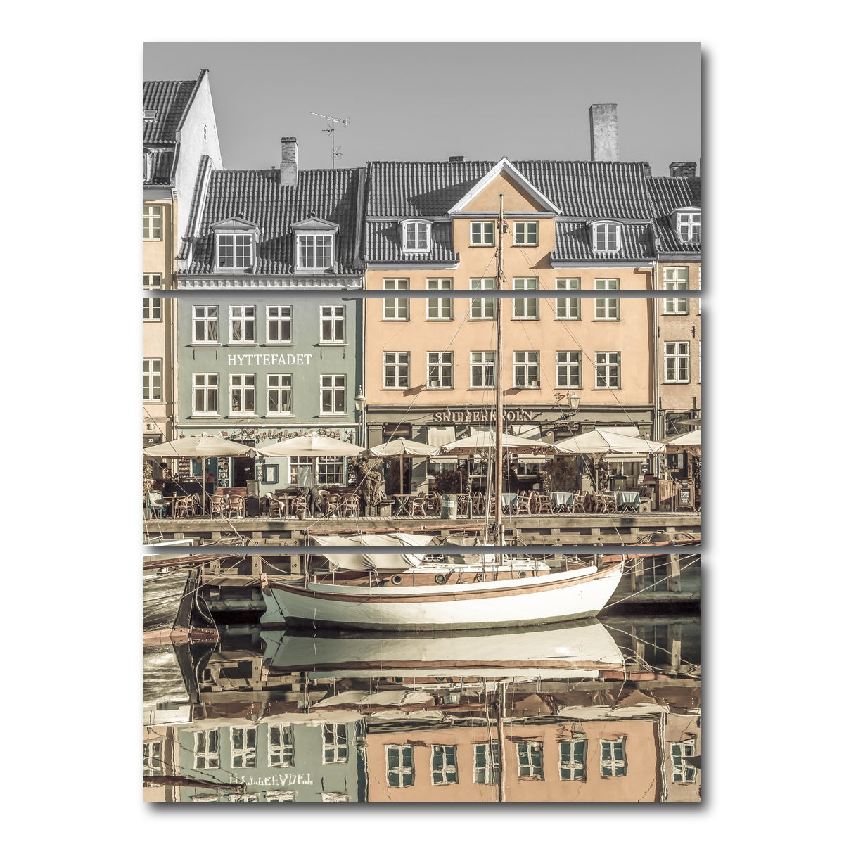 AUTO-MOCKUP WHITE | COPENHAGEN VINTAGE Quiet Nyhavn | 3 Piece | Gallery Wrap Canvas | group=8x18_stacked