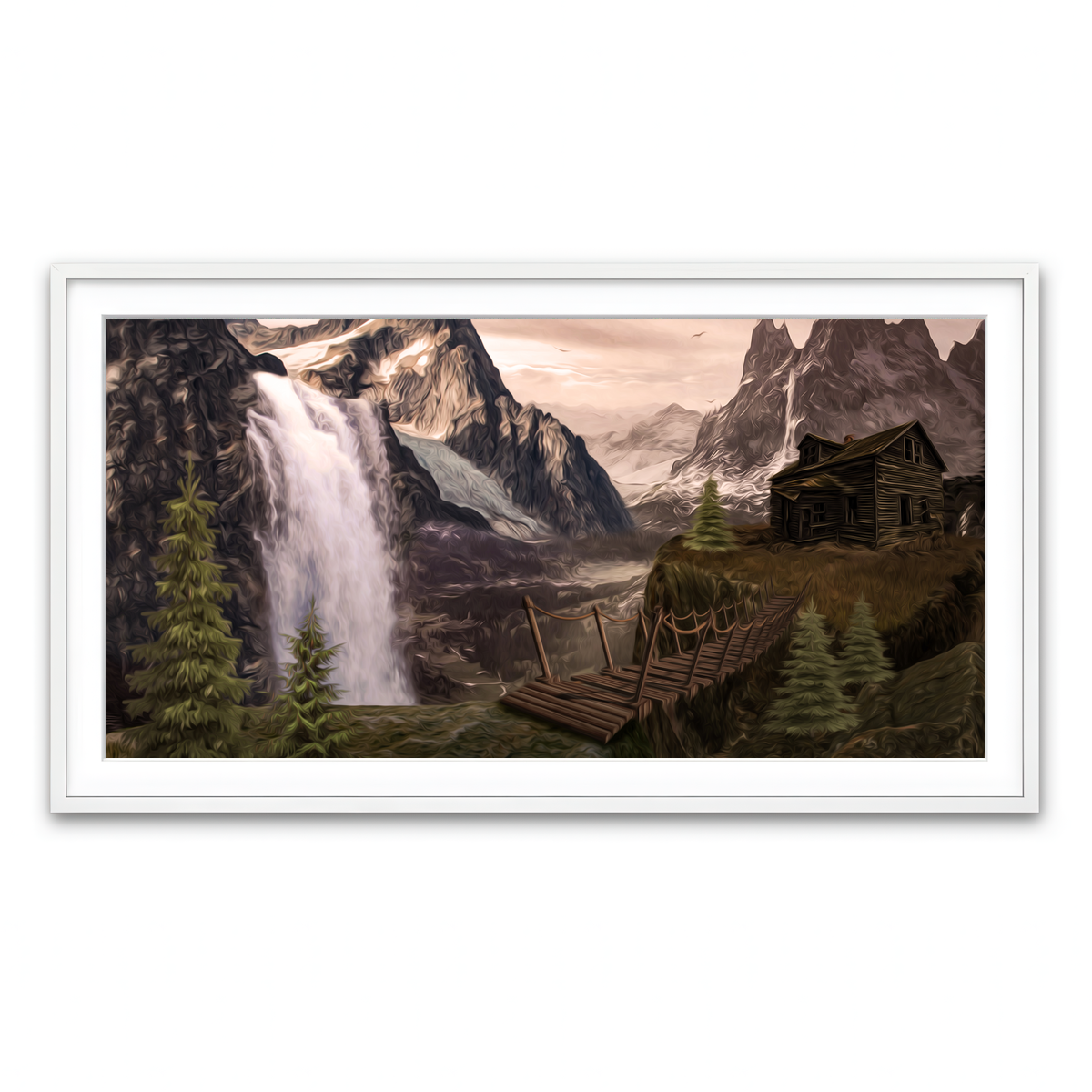 Framed Print 2x1 White