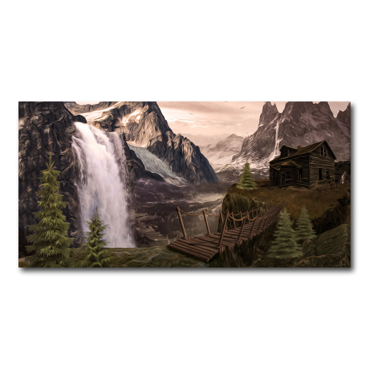 AUTO-MOCKUP WHITE | Cabin on a Cliff | 1 Piece | Gallery Wrap Canvas | group=2x1