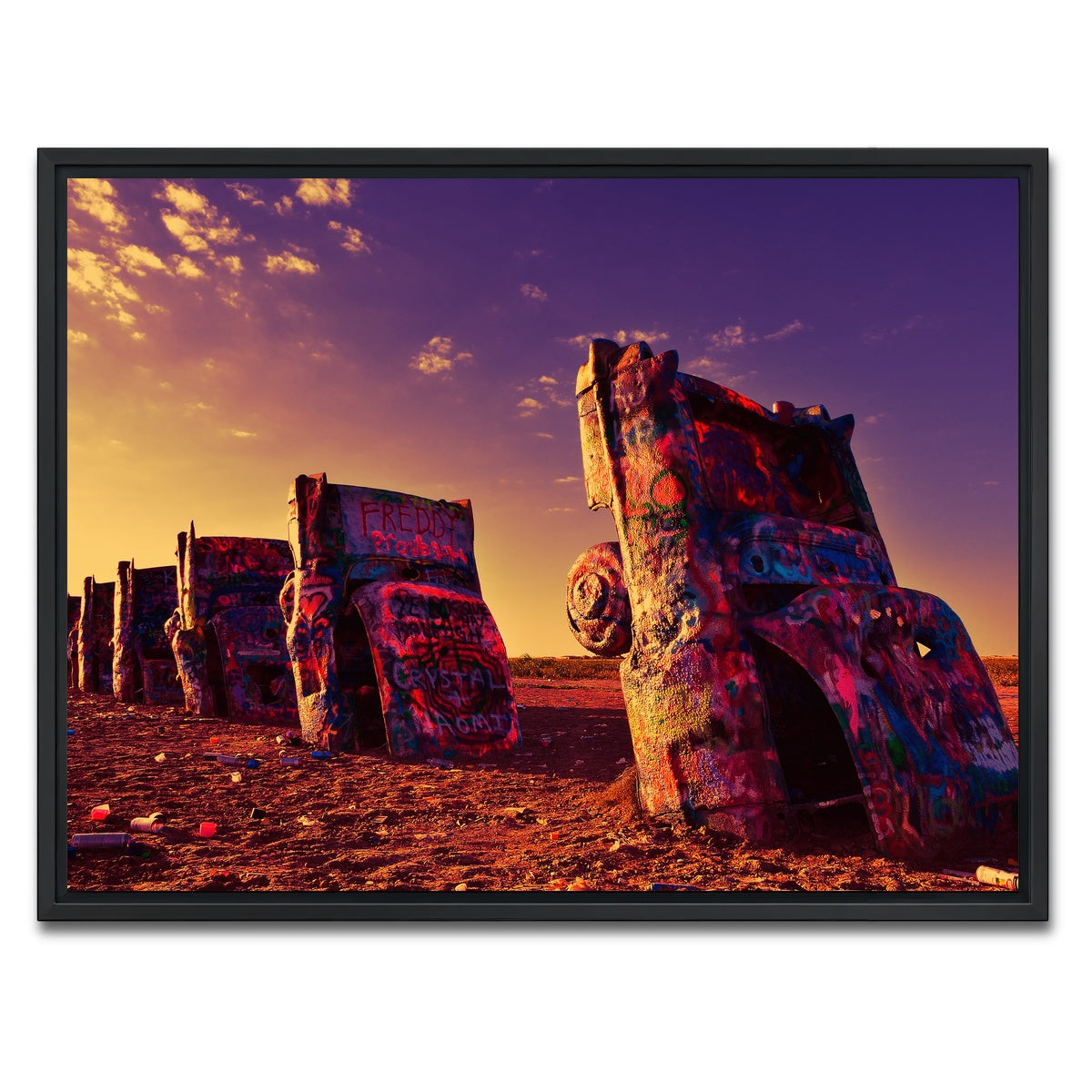 AUTO-MOCKUP WHITE | Cadillac Ranch | 1 Piece | Black Framed Canvas | group=4x3