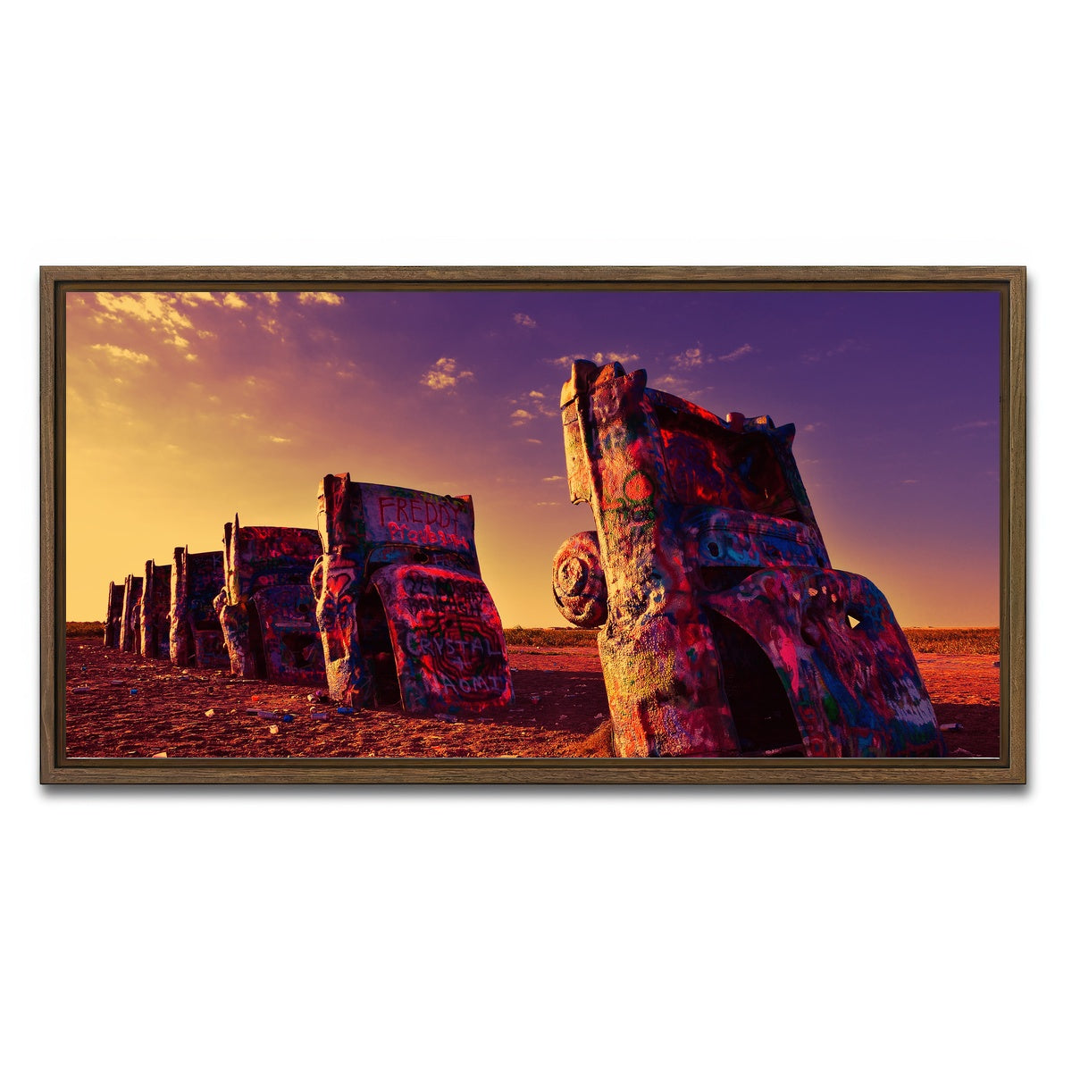 AUTO-MOCKUP WHITE | Cadillac Ranch | 1 Piece | Walnut Framed Canvas | group=2x1