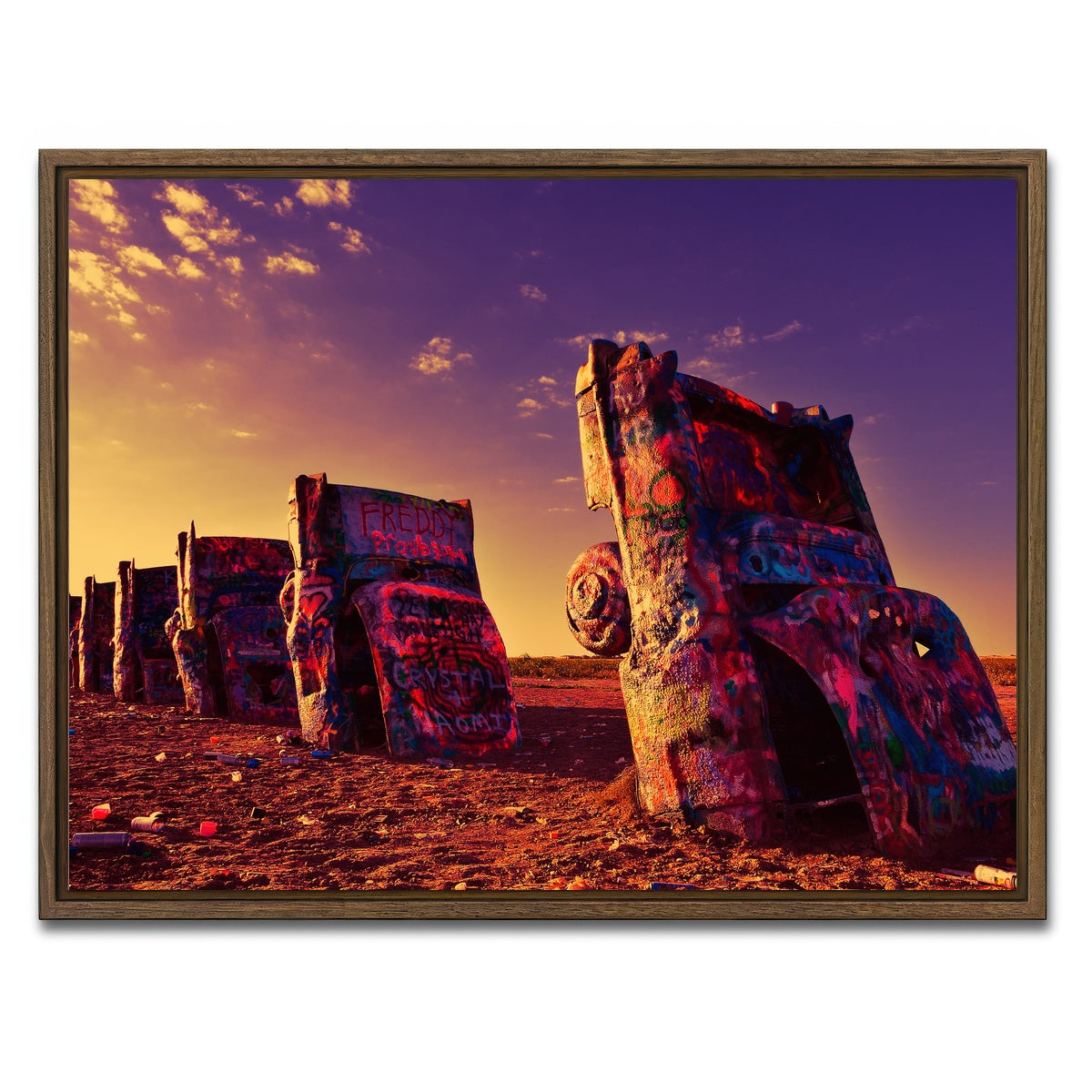 AUTO-MOCKUP WHITE | Cadillac Ranch | 1 Piece | Walnut Framed Canvas | group=4x3