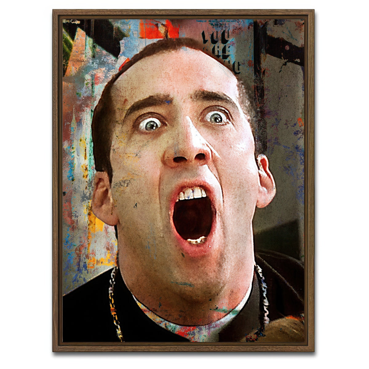 AUTO-MOCKUP WHITE | Cage Face Off | 1 Piece | Walnut Framed Canvas | group=3x4