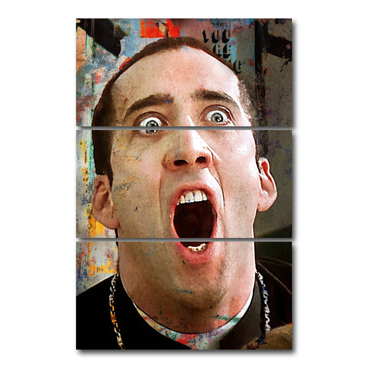 AUTO-MOCKUP WHITE | Cage Face Off | 3 Piece | Gallery Wrap Canvas | group=12x24_stacked