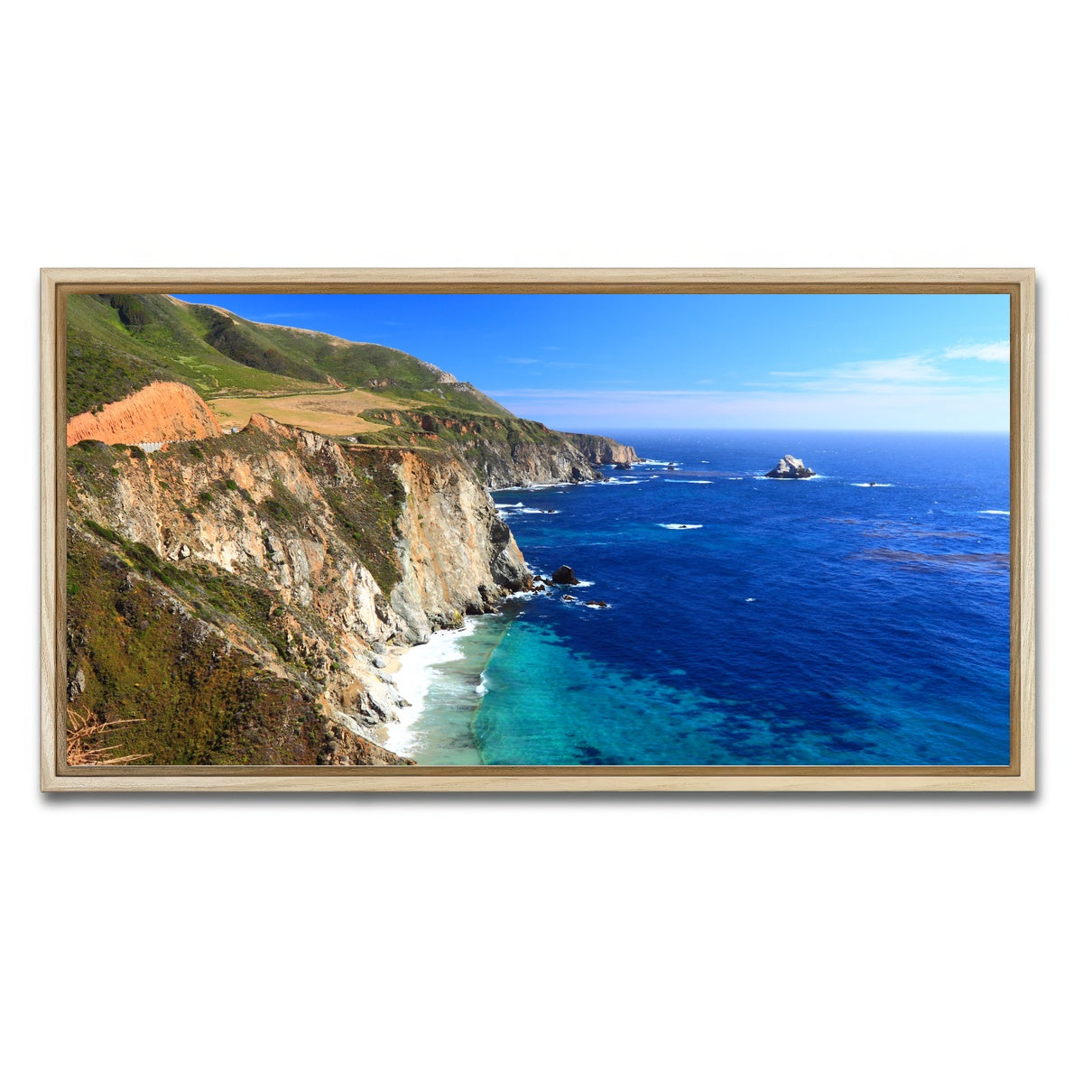 AUTO-MOCKUP WHITE | California Coastline | 1 Piece | Natural Framed Canvas | group=2x1
