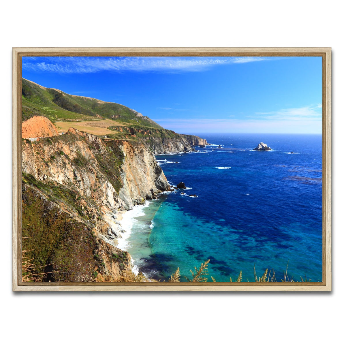 AUTO-MOCKUP WHITE | California Coastline | 1 Piece | Natural Framed Canvas | group=4x3