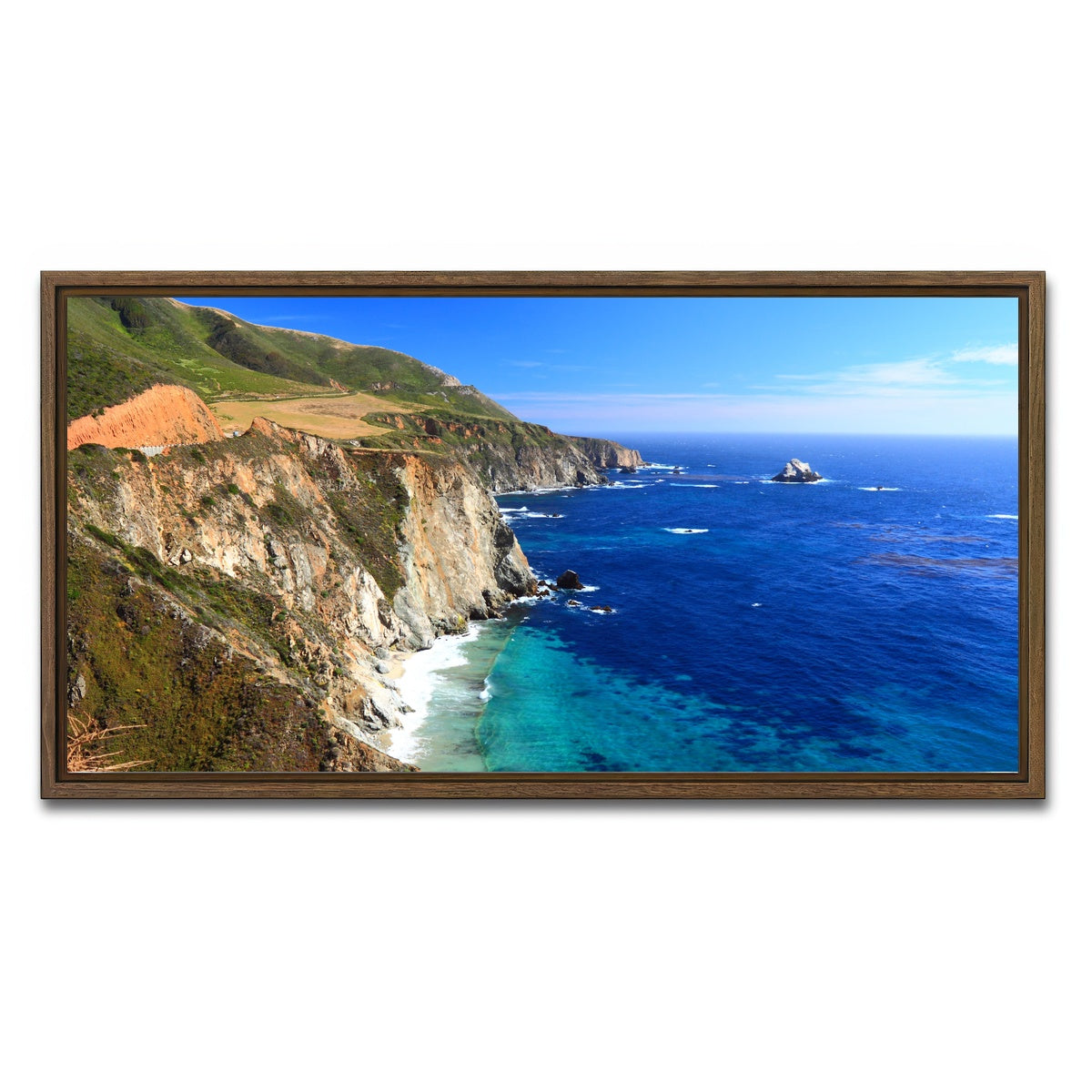 AUTO-MOCKUP WHITE | California Coastline | 1 Piece | Walnut Framed Canvas | group=2x1