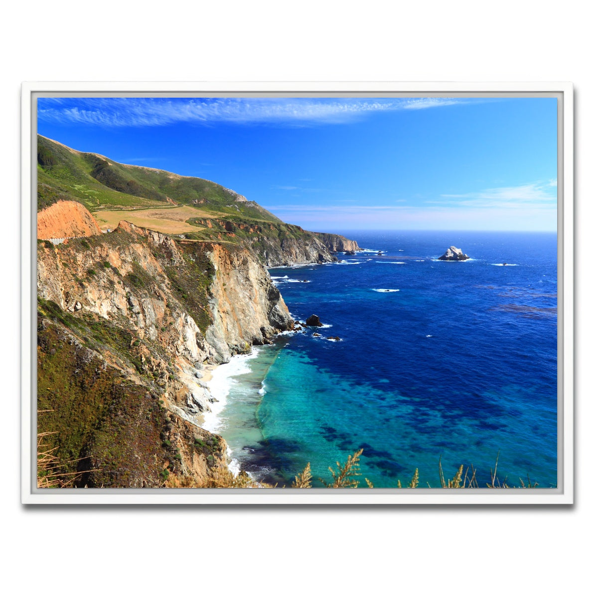AUTO-MOCKUP WHITE | California Coastline | 1 Piece | White Framed Canvas | group=4x3