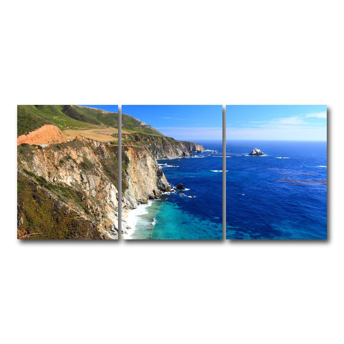 AUTO-MOCKUP WHITE | California Coastline | 3 Piece | Gallery Wrap Canvas | group=18x24