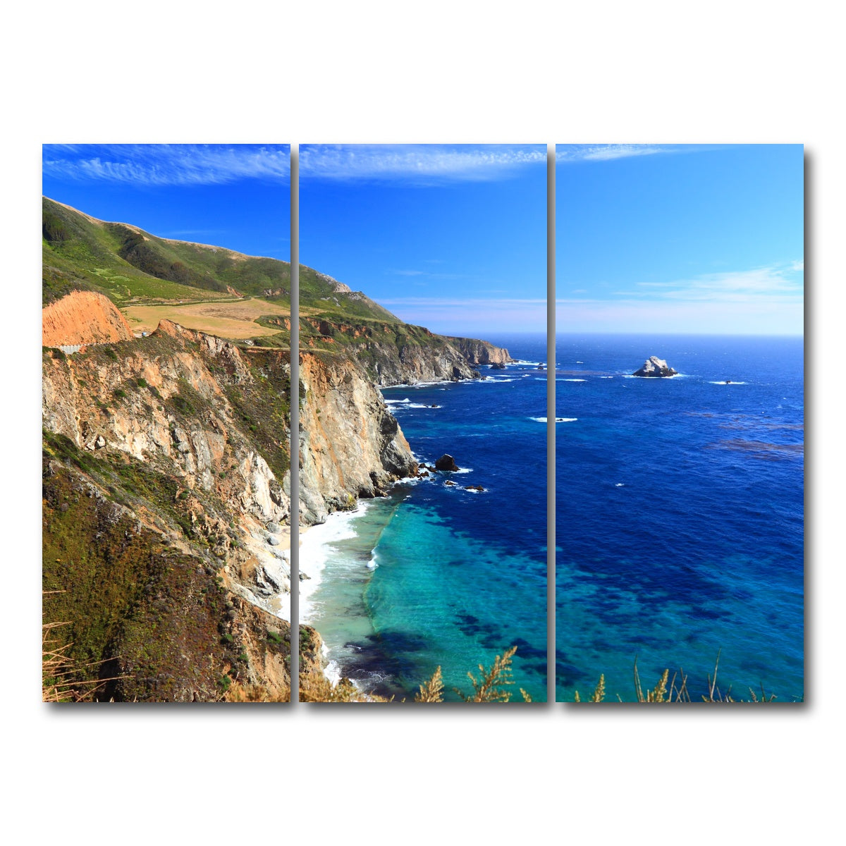 AUTO-MOCKUP WHITE | California Coastline | 3 Piece | Gallery Wrap Canvas | group=8x18