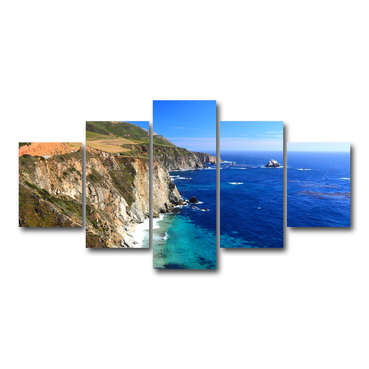 AUTO-MOCKUP WHITE | California Coastline | 5 Piece | Gallery Wrap Canvas | group=5_short