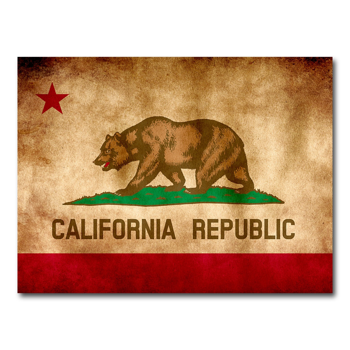 AUTO-MOCKUP WHITE | California State Flag Grunge | 1 Piece | Gallery Wrap Canvas | group=4x3