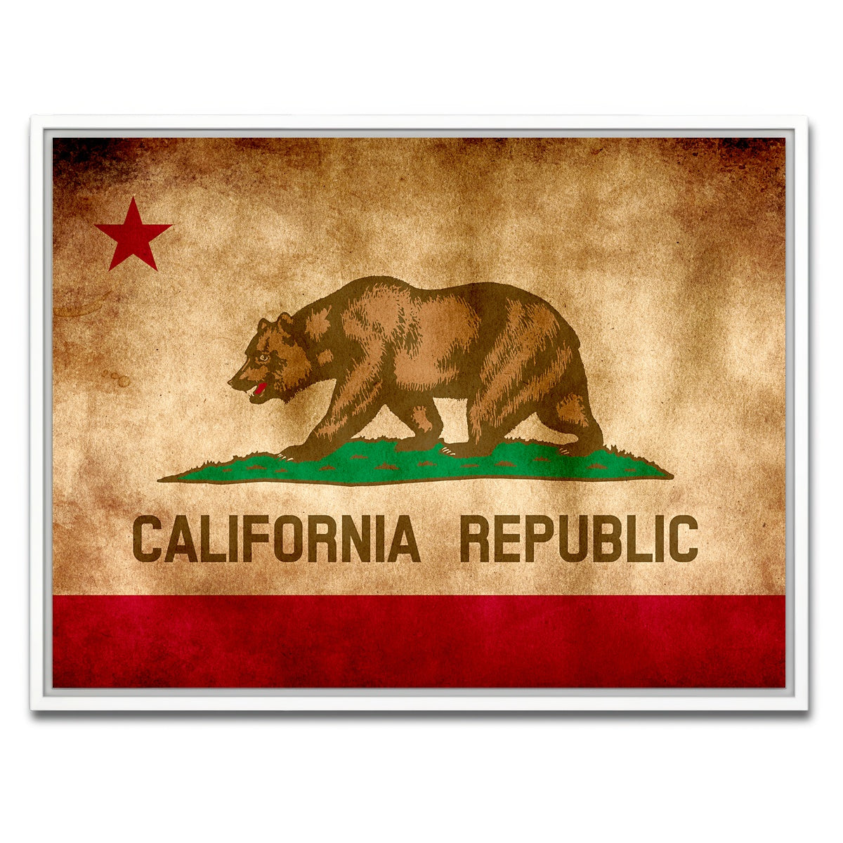 AUTO-MOCKUP WHITE | California State Flag Grunge | 1 Piece | White Framed Canvas | group=4x3