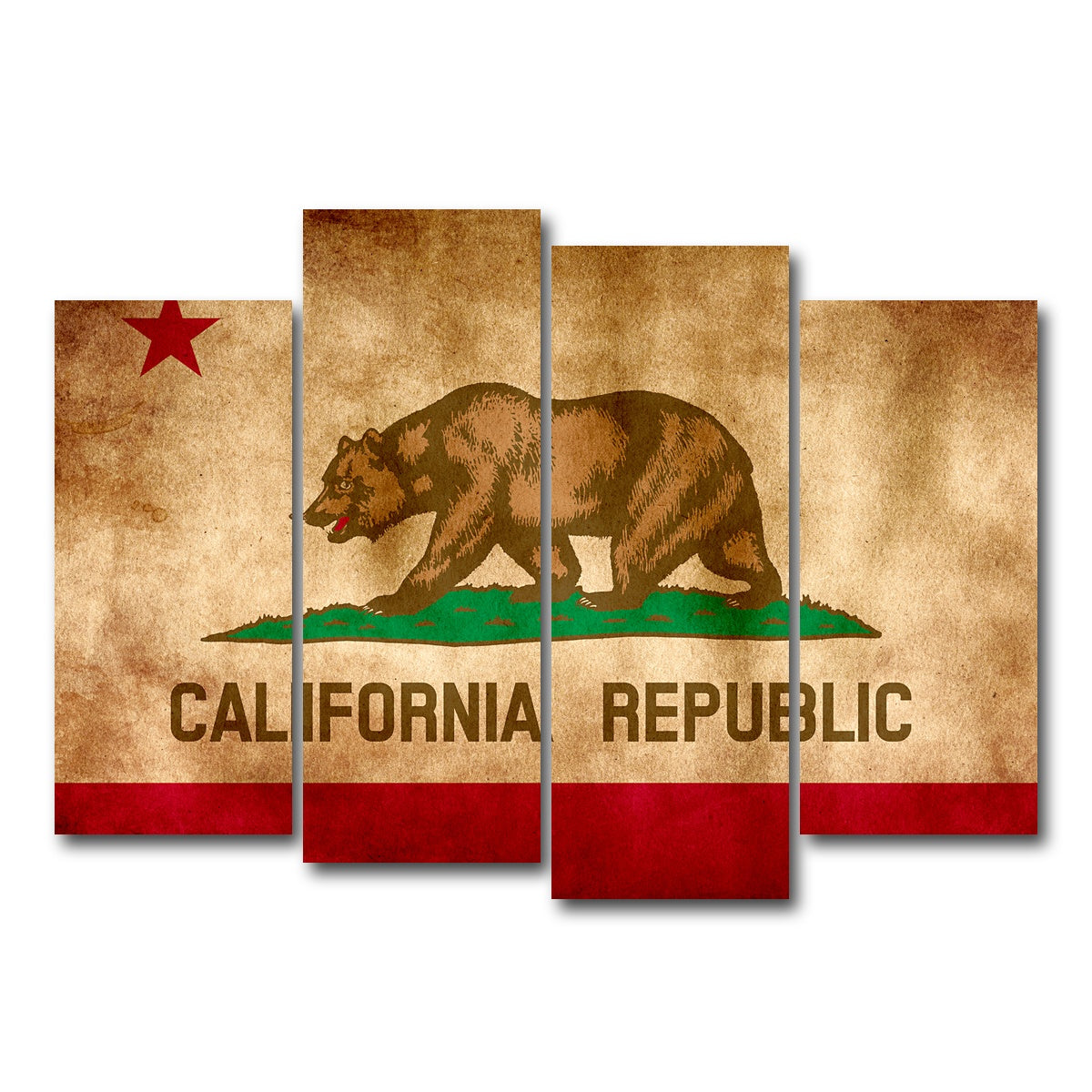 AUTO-MOCKUP WHITE | California State Flag Grunge | 4 Piece | Gallery Wrap Canvas | group=4_normal
