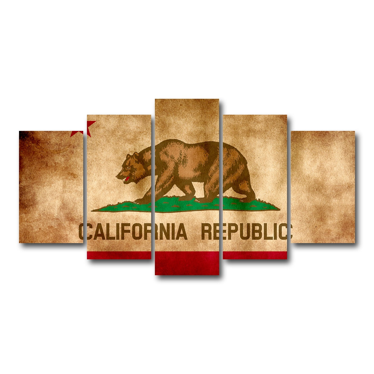 AUTO-MOCKUP WHITE | California State Flag Grunge | 5 Piece | Gallery Wrap Canvas | group=5_normal