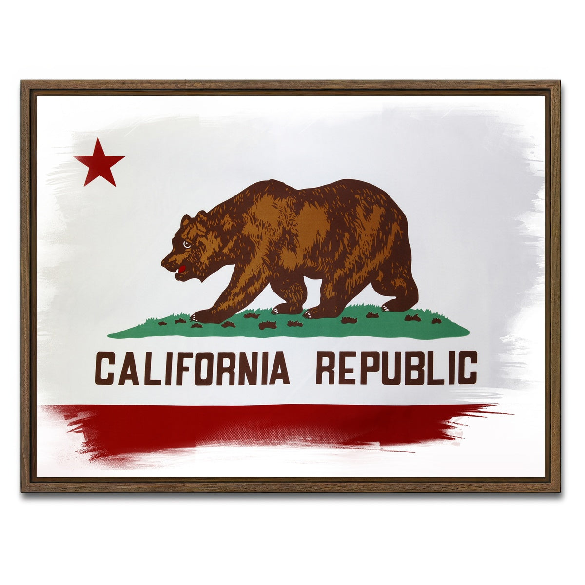 AUTO-MOCKUP WHITE | California State Flag | 1 Piece | Walnut Framed Canvas | group=4x3