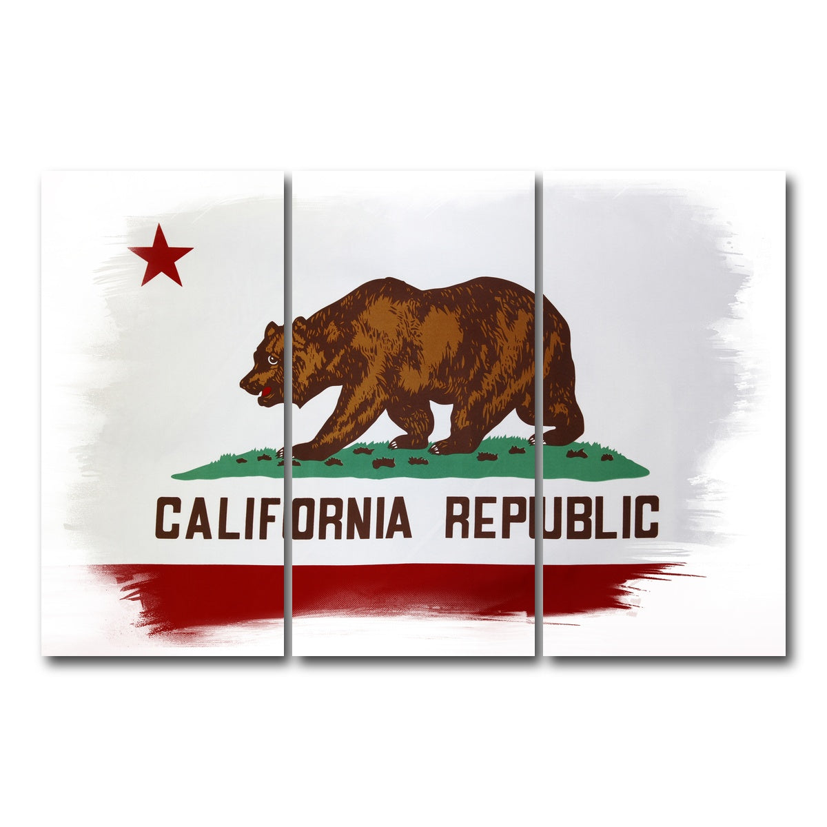 AUTO-MOCKUP WHITE | California State Flag | 3 Piece | Gallery Wrap Canvas | group=12x24