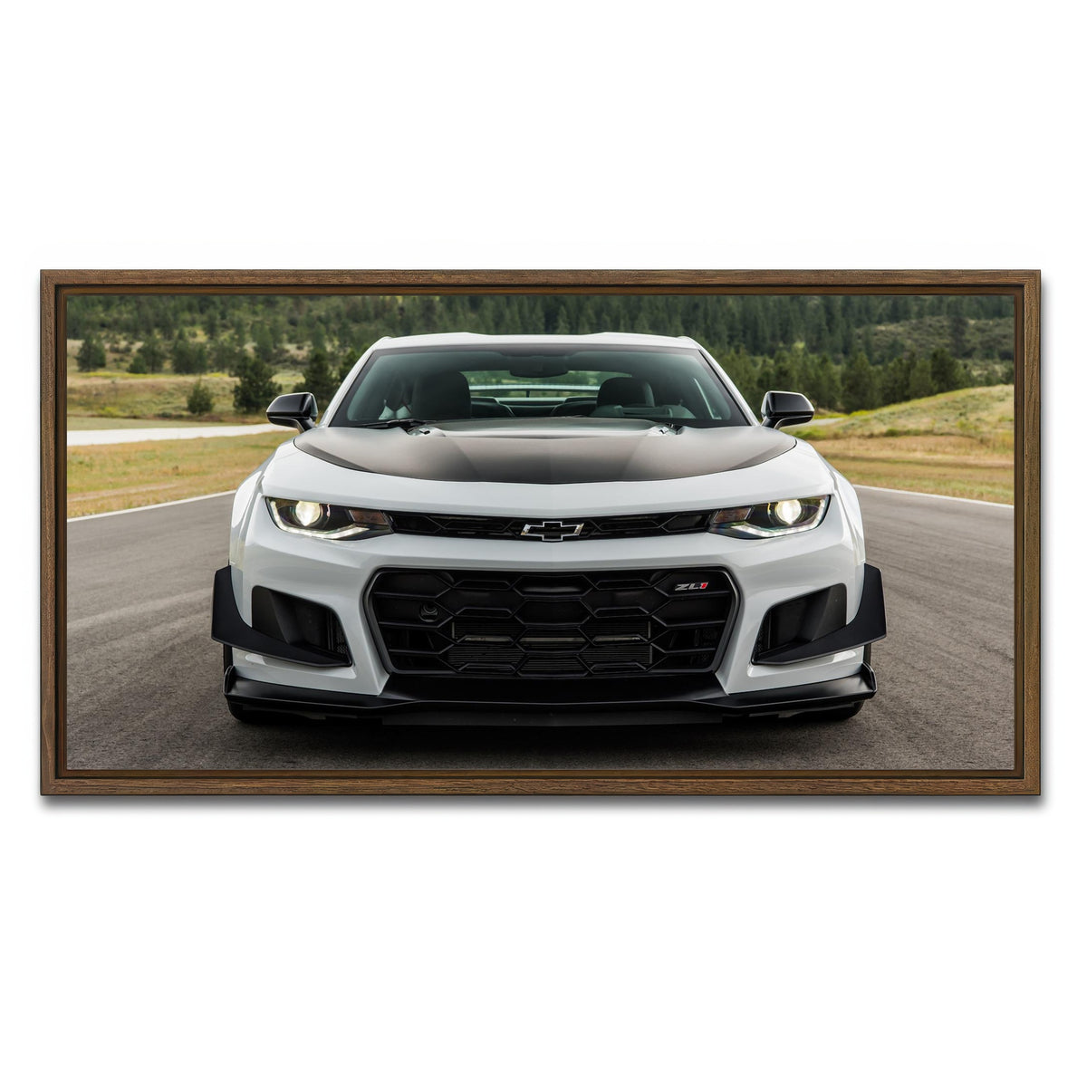 AUTO-MOCKUP WHITE | Camaro ZL1 | 1 Piece | Walnut Framed Canvas | group=2x1
