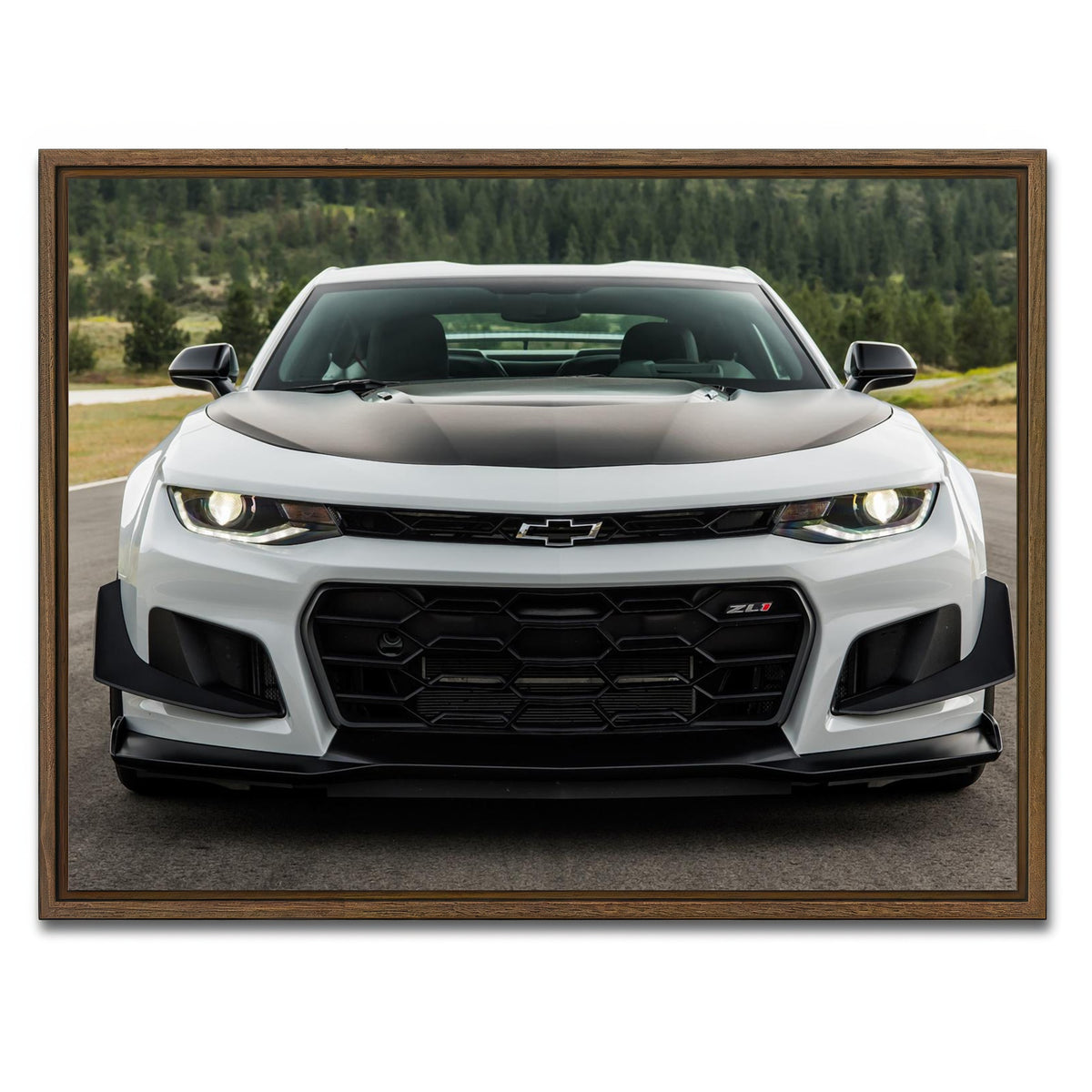 AUTO-MOCKUP WHITE | Camaro ZL1 | 1 Piece | Walnut Framed Canvas | group=4x3