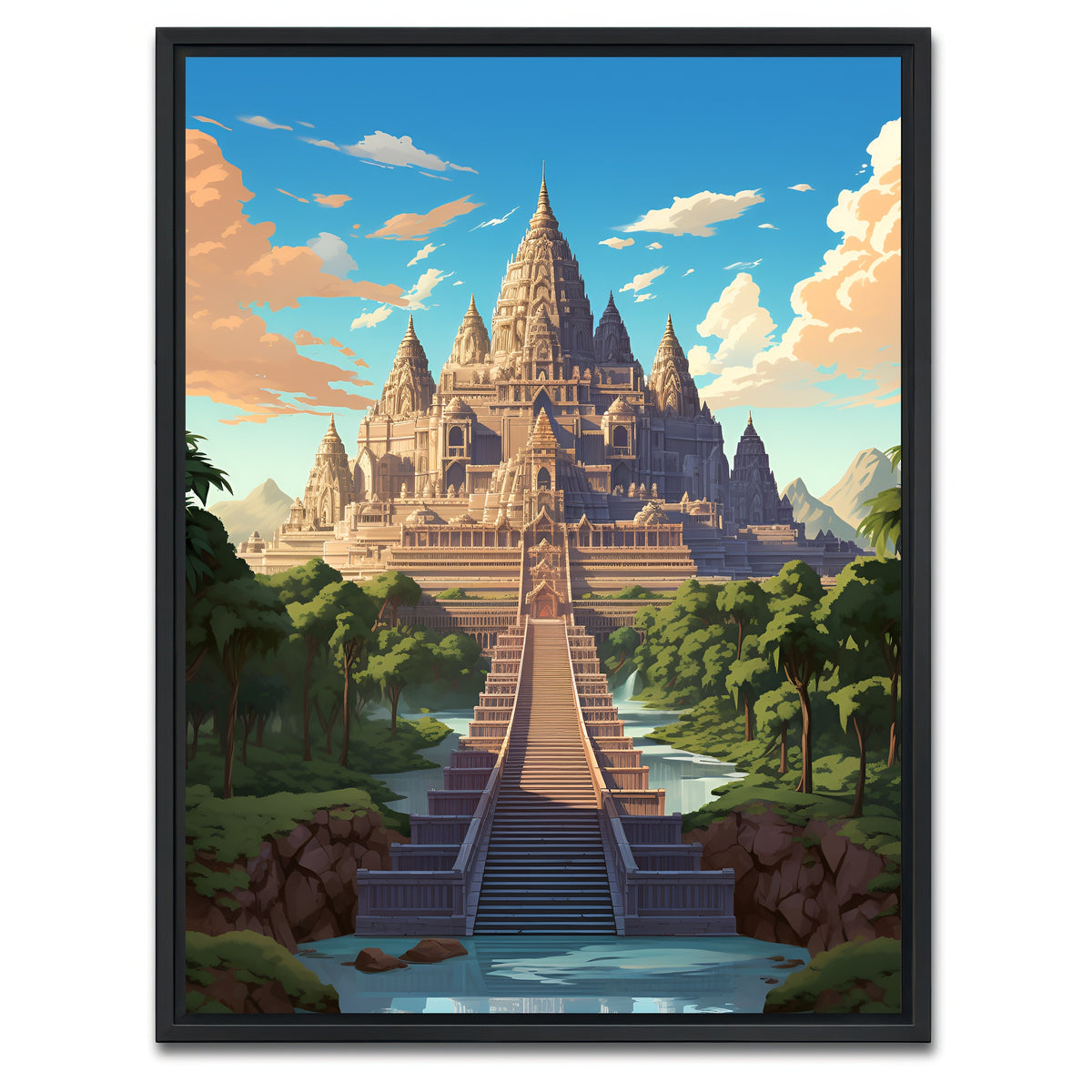 AUTO-MOCKUP WHITE | Cambodia - Angkor Wat | 1 Piece | Black Framed Canvas | group=3x4